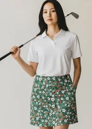 Loukeith Women Floral Print Green Skort Athletic‎ Golf Tennis Skirt Size L thumbnail 1