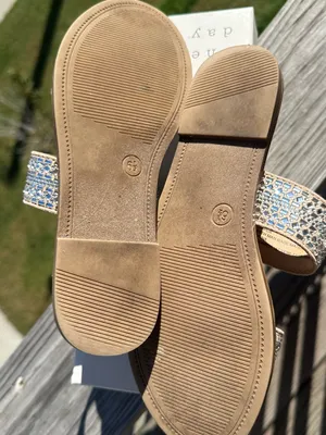 a new day Tan Slide Sandals with Silver Crystal Straps thumbnail 3