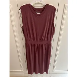 Athleta Santorini Cinch Dress Size Large Tawny Rose Athleisure Travel Stretch thumbnail 3
