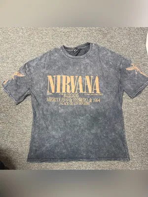 NIRVANA Gray Vintage Wash Short Sleeve Tee with Gold Lettering thumbnail 2