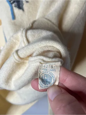 60s Vintage Wool Angora Butter Yellow Blue Bird Knit Cardigan Cottagecore Twee thumbnail 12