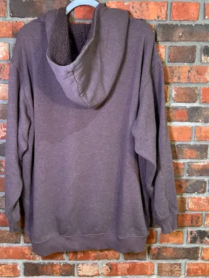 Aerie womens sherpa lined oversized full zip hoodie brown XL thumbnail 3