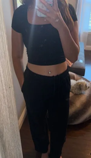 Wide leg sweatpants Black thumbnail 1