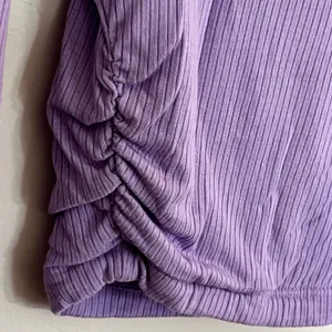 Offline by Aerie Purple Ribbed‎ Ruched Side Cropped Long Sleeve Top Small thumbnail 7