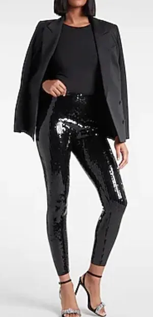 Express Super High Waisted Sequin Leggings thumbnail 1