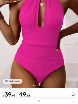 Girls Pink Halter One-Piece Swimsuit thumbnail 2