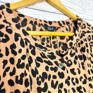 Rails Bella Jaguar Long Sleeve Leopard Print Shirt Dress Tie Waist Size Medium thumbnail 7