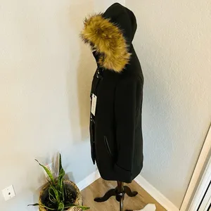Cole Haan‎ Wool Blend Faux Fur Trim Hooded Coat, Brown, Size 4, NWT thumbnail 8