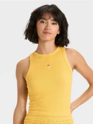 a new day Yellow Ribbed High-Neck Tank thumbnail 1