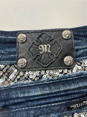 Miss Me Dark Blue Wash Embellished Back Flap Pocket Jeans Boot Womens 31 Denim thumbnail 14
