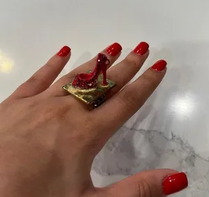 Ring Bling Heel Shoe Ring Adjustable Gold Band thumbnail 1