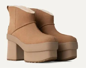 UGG Tan Chunky Platform Shearling Booties thumbnail 1