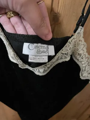 Vintage Black Velvet Lace Trim Tank thumbnail 3