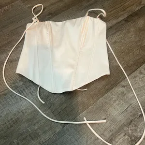 Edikted Cream White Lace-Up Corset Top size small thumbnail 1