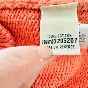 LL Bean Womens Sweater Medium Full Zip Cardigan Peach Mock Neck Cotton Outdoor‎ thumbnail 5