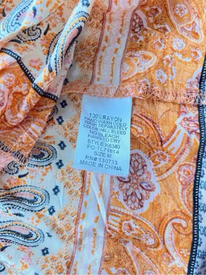 Umgee Boho Paisley Maxi Dress Long Sleeve Tassel Tie V-Neck Size M thumbnail 5