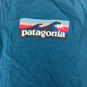Patagonia Scoop Neck T-Shirt Women's Small Blue Logo on Back thumbnail 4