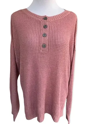 American Eagle Lightweight Open Knit Dusty Rose Long Sleeve Top/ Sweater Small thumbnail 1