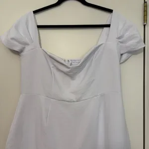Abercrombie Fitch White Square Neck Wide‎ Leg Jumpsuit Women's XL thumbnail 2