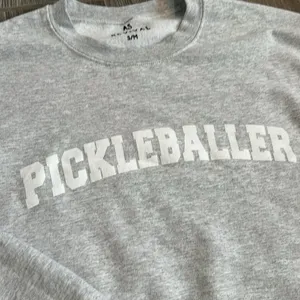 Pickleballer heathered gray crewneck sweatshirt boutique small medium trendy thumbnail 2