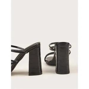 Croc Embossed Faux Leather Strappy Mules Size 37 thumbnail 11