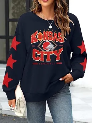 Kansas City Football Sweatshirt Blue Size Medium thumbnail 4