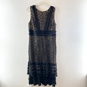Lulus Garden Soirée Lace Sleeveless Tiered Midi Cocktail Dress Black XL thumbnail 5