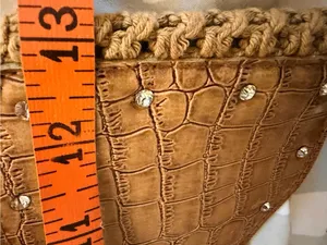 Wide Brown Braided Faux-Croc Stretch Belt with Buckle thumbnail 4