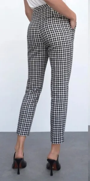 Zara black and white gingham suit pants thumbnail 1