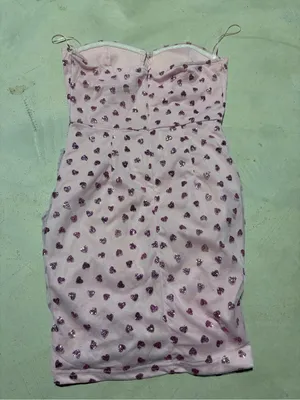 Superdown Strapless Pink Sequin Heart Ruched Mini Dress small thumbnail 6