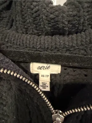 Black Aerie Cable Knit Half-Zip Sweater with‎ Funnel Collar thumbnail 2