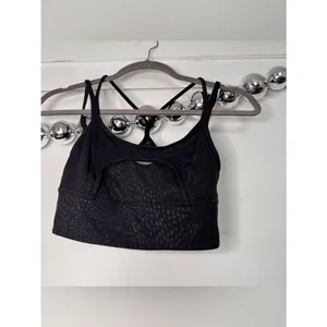 Lululemon Nulu and Mesh Yoga Sports Bra Light Support Jewel Emboss Black thumbnail 6
