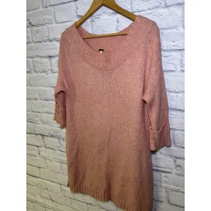 Free People Orange Pink Oversized Dolman Sweater Chunky Knit Top XS thumbnail 9