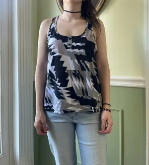 Lily Rose tribal black and gray tank top thumbnail 3