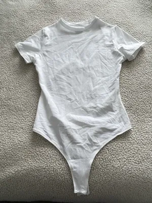 Quince Organic Cotton Stretch Crew Neck Short Sleeve Bodysuit White Size S thumbnail 9