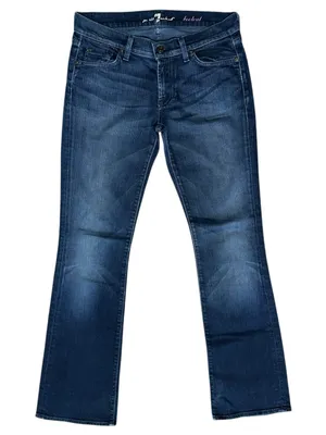7 For All Mankind 28 Dark Blue Swarovski Crystal Studded Pockets Bootcut Jeans thumbnail 1