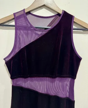 Blondie Nites Vintage 90s Purple Velvet Mesh Cutout Maxi Dress Whimsigoth Goth thumbnail 1