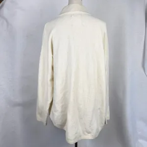 Aerie Button Front Cardigan Womens Small Mock Neck Pocket Knit Cream Oversized thumbnail 4