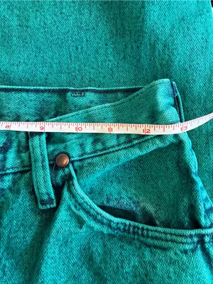 VTG 90s Wrangler Wedgie High Rise Cowgirl Jeans 14MWZ Teal Green Acid Wash 5x32 thumbnail 7