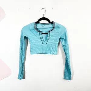 Urban Outfitters Out From Under Go For Gold‎ Baby Blue Seamless Long Sleeve Top thumbnail 3