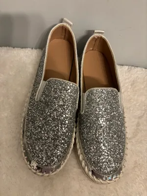 Bling Slip on Party shoes silver Sz. 10 thumbnail 1