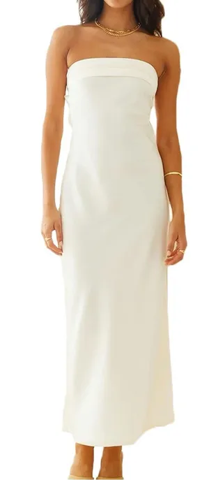 White Strapless Satin thumbnail 1