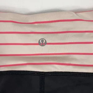 Lululemon Pants Womens 6 Navy Crop Leggings Mesh Lattice Hem Striped‎ Waist thumbnail 12