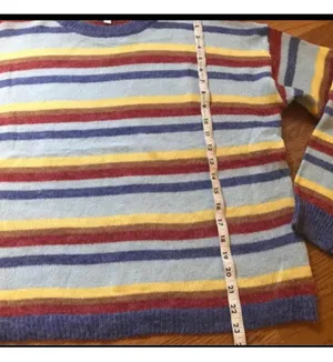 Emory Park NWOT Blue multi stripe crewneck pullover knit sweater size M thumbnail 6