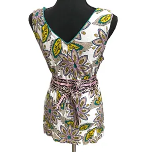 Anthropologie C. Keer bohemian wrap style paisley white tie tank top tunic thumbnail 6