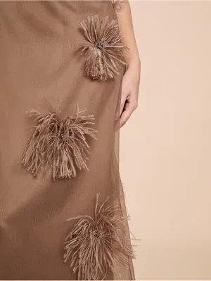 NWT Few Moda Naia Maxi Dress size XS Oatmeal Feather brown o.p.t thumbnail 3