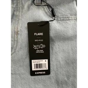 Express Flare Mid Rise Jeans Light Wash Distressed Rigid Front Stretch Back‎ 6 thumbnail 8