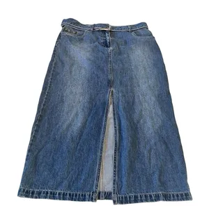 House of Harlow 1960 Blue Denim Maxi‎ Skirt Belted Western Buckle Womens Size 10 thumbnail 1