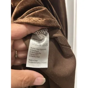 Earthbound Mini Shirt Dress Woman’s Size Small Bronze Brown Velvet Long Sleeve thumbnail 5
