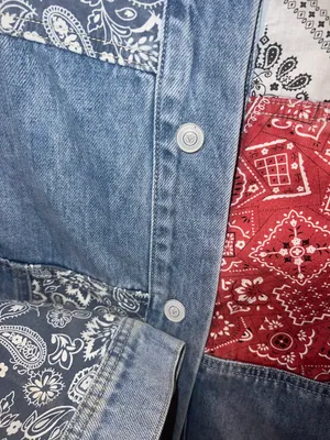 Anthropologie Faria Patchwork Denim Trucker Jacket thumbnail 6